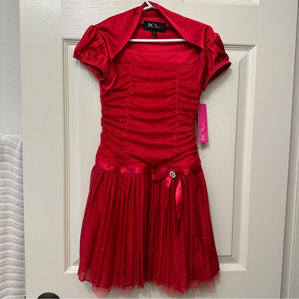 BCX Girls Red Social Party Dress Size 6X
